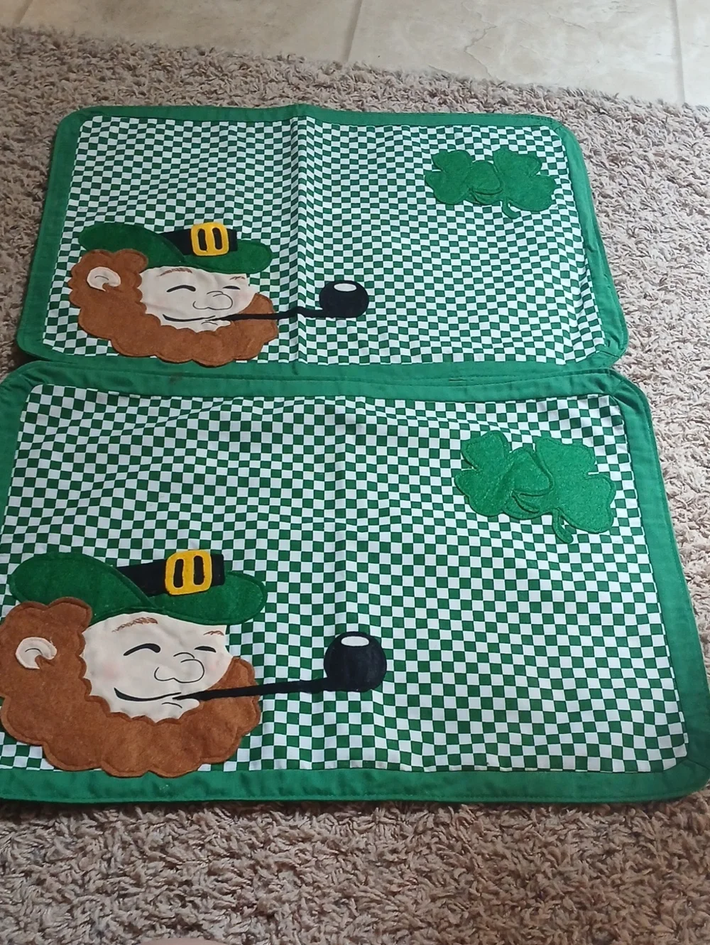 Green Leprechaun Checkered Placemat Set
